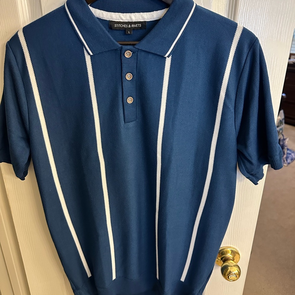 Men's Blue Polo Sweater.  Size large
